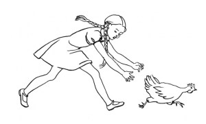 girl-is-chasing-chicken-coloring-page